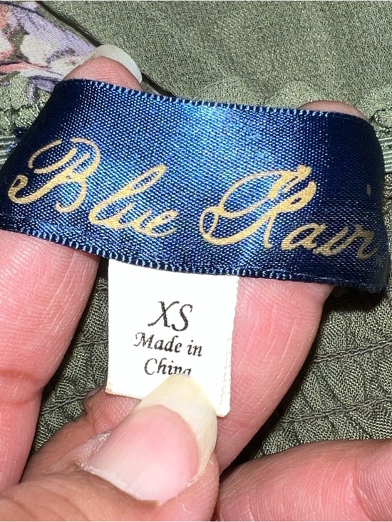 Blue Rain Olive Green Floral Mini Dress with Pink Roses - Picture 11 of 12